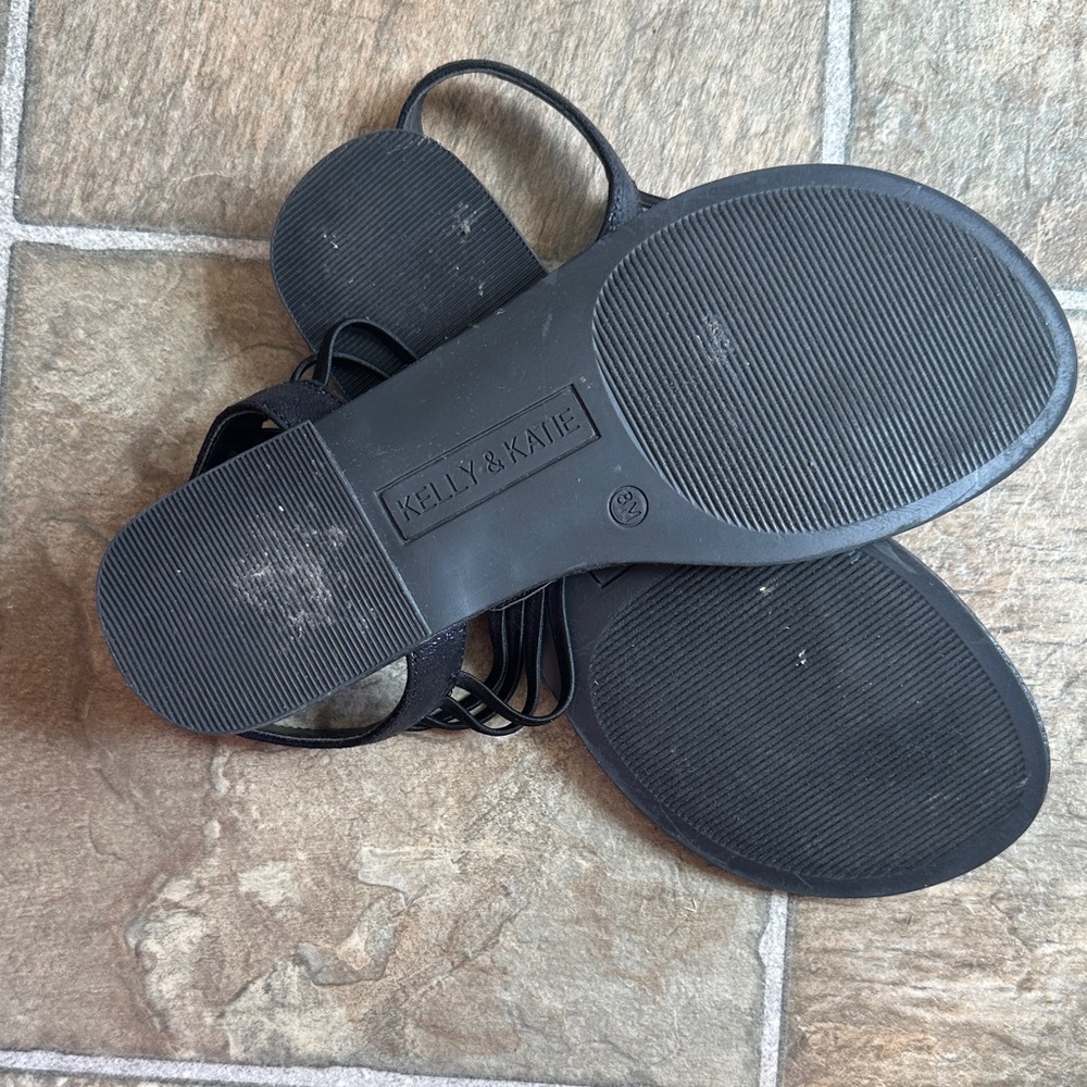Kelly & Katie Black Sandals with Sparkling Accents - Picture 3 of 5